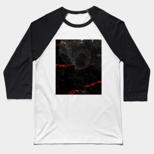 Black volcanic rock print. Black red mountains Baseball T-Shirt